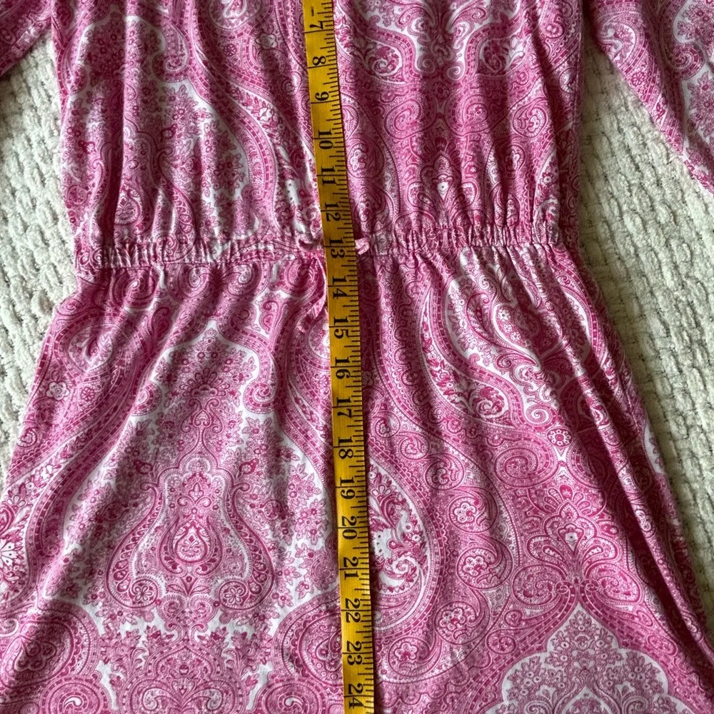 Ralph Lauren 12/14 drop waist dress in pink/white paisley print. Long sleeve